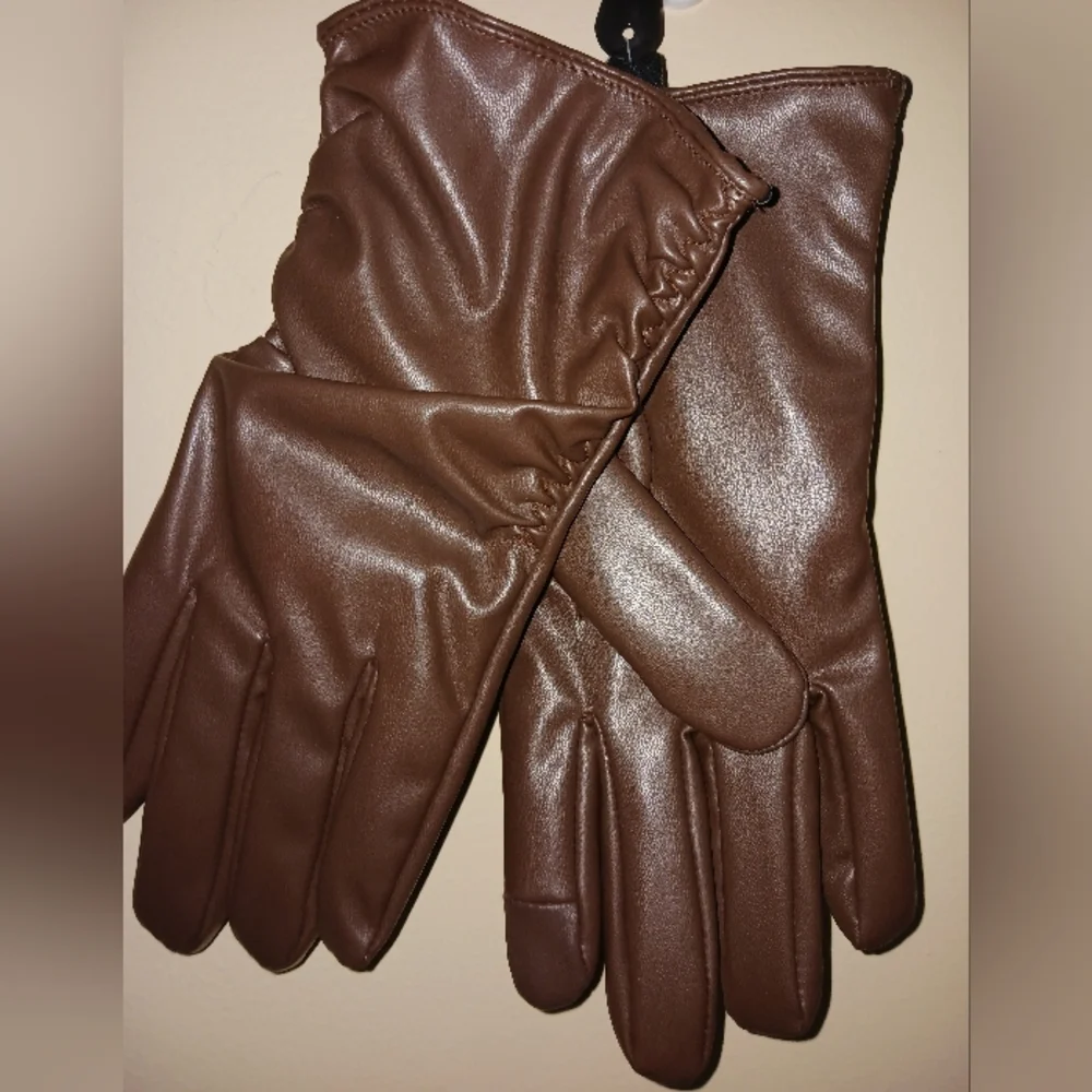 AKIRA Chocolate Faux Leather Gloves